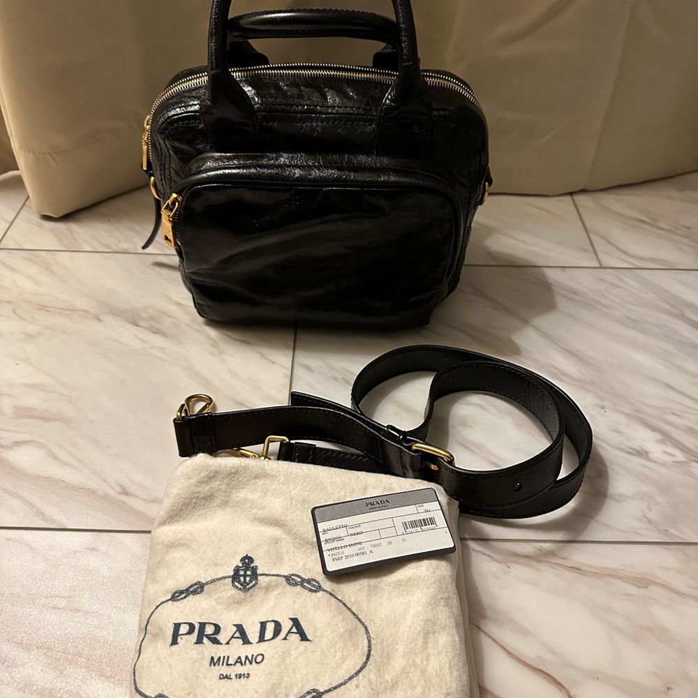 PRADA two way bag, golden tone zippers